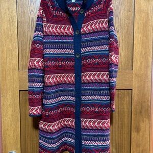 St. John's Bay Red and Blue Patterned Cardigan